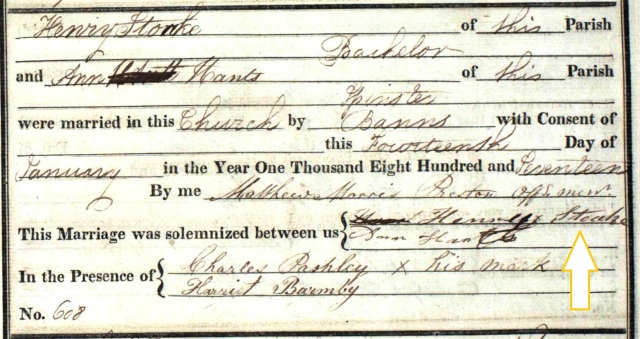 Marriage entry 14 Jan 1817 Cathedral Church of St Peter &amp; St Paul